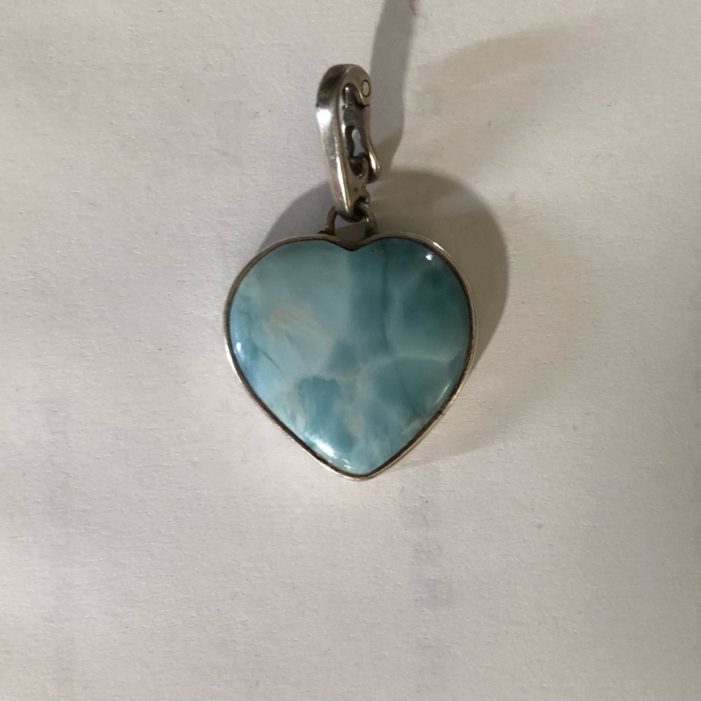 Silver Heart Pendant with Blue Stone